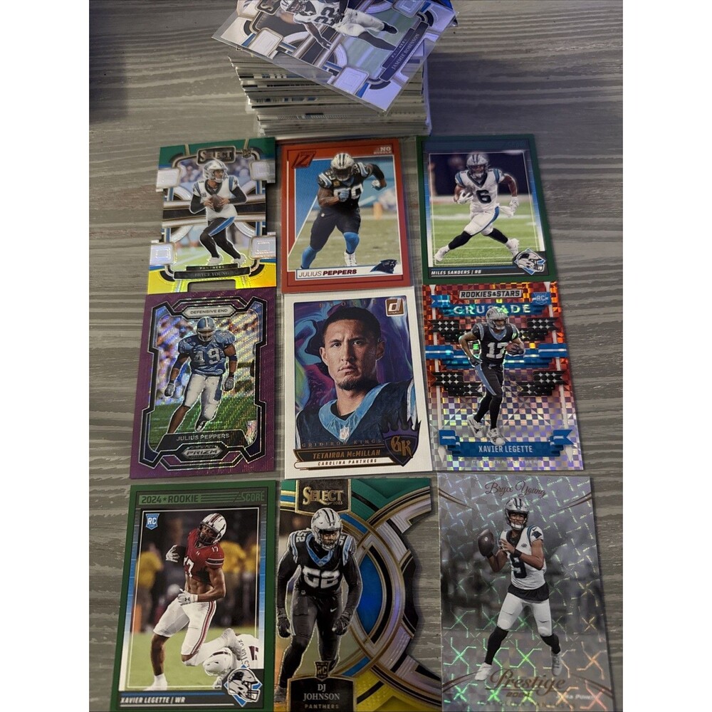 Carolina Panthers Football Card Lot Bundle- Approx. 100 Cards With Inserts